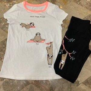 Justice sloth pant set-size 10